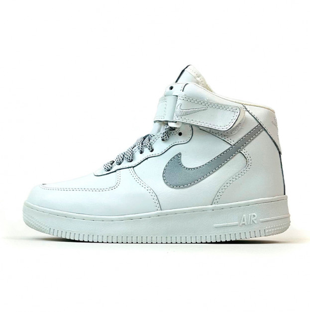 Nike Air Force 1 High White Reflective Winter С МЕХОМ