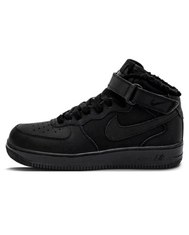Nike Air Force 1 High Black Winter з ХУТРОМ