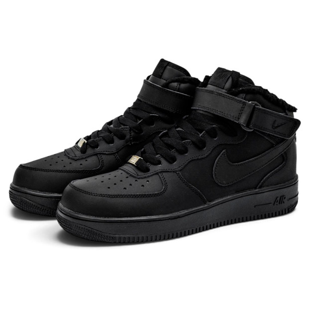 Nike Air Force 1 High Black Winter з ХУТРОМ
