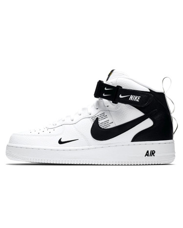 Nike Air Force 1 Mid Utility White Black 07 LV8 Winter з ХУТРОМ