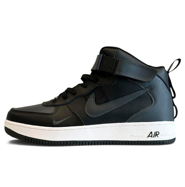 Nike Air Force 1 Utility HIgh Black White Winter з ХУТРОМ