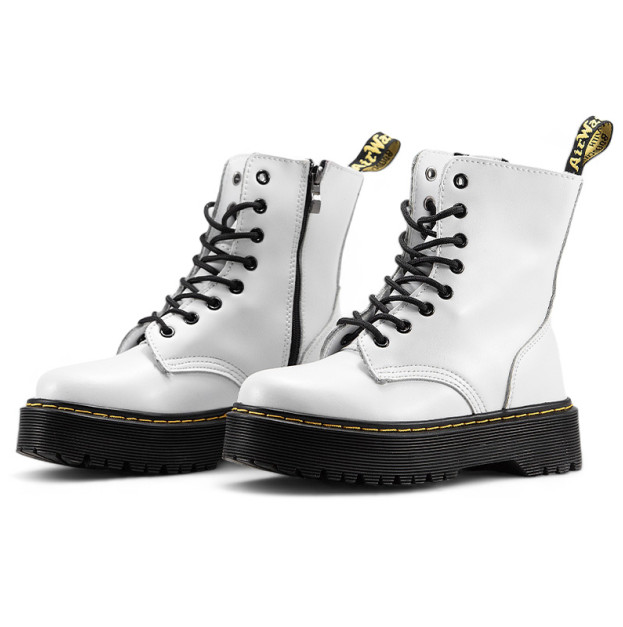 Dr. Martens Jadon Smooth Leather Boots Zip White
