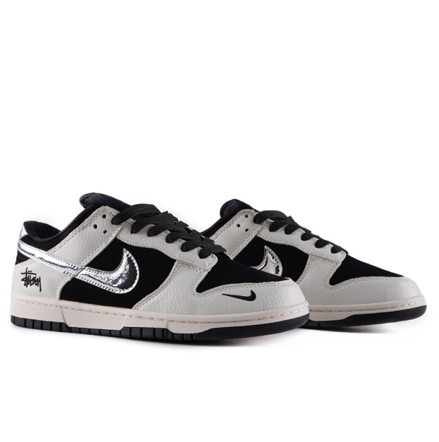 Nike SB Dunk Low x Stussy Black White Metallic