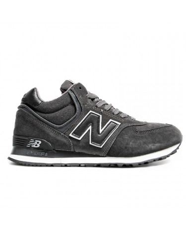 New Balance 574 High Grey Black White Winter С МЕХОМ