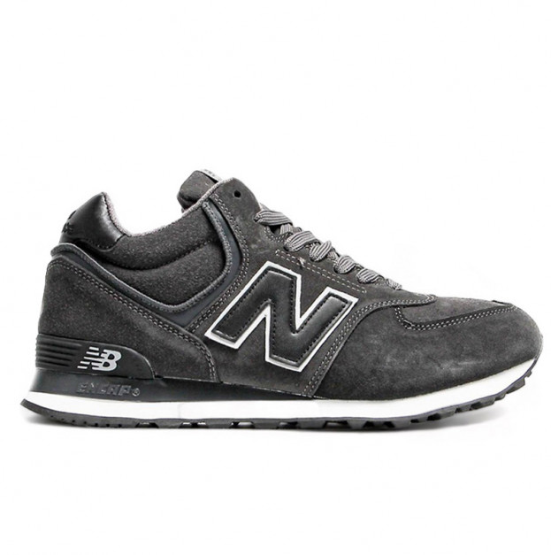 New Balance 574 High Grey Black White Winter С МЕХОМ
