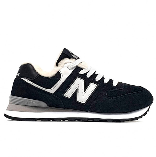 New Balance 574 White Black Winter С МЕХОМ