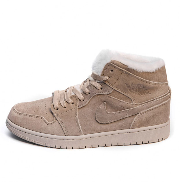 Jordan 1 Rerto Mid Beige Winter С МЕХОМ