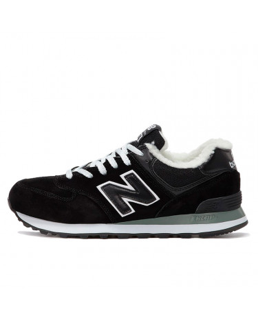 New Balance 574 Black White Winte С МЕХОМ