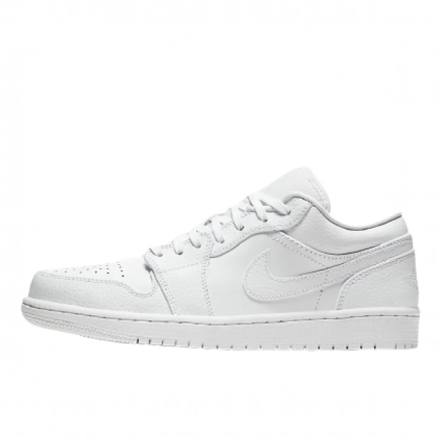 Jordan 1 Low Triple White Tumbled Leather 553558-130