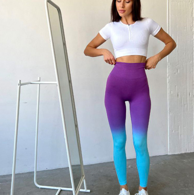 Легінси Фіолетово-Бірюзові з Push-Up Ефектом