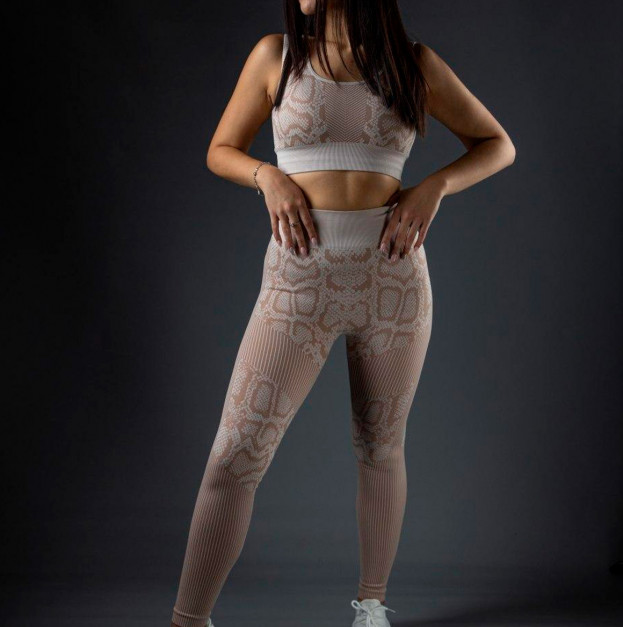 Комплект Легінси + Спортивний Топ Бежевий
