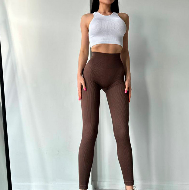 Легінси Коричневі в Рубчик з Push-Up Ефектом
