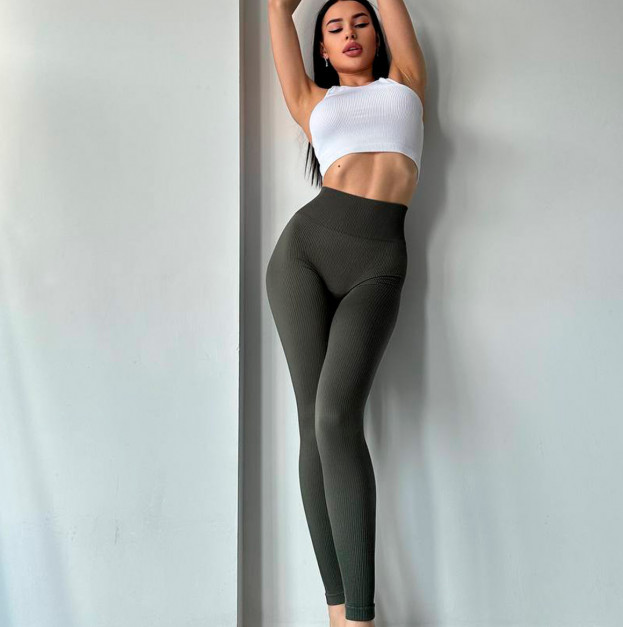 Легінси Хакі в Рубчик з Push-Up Ефектом