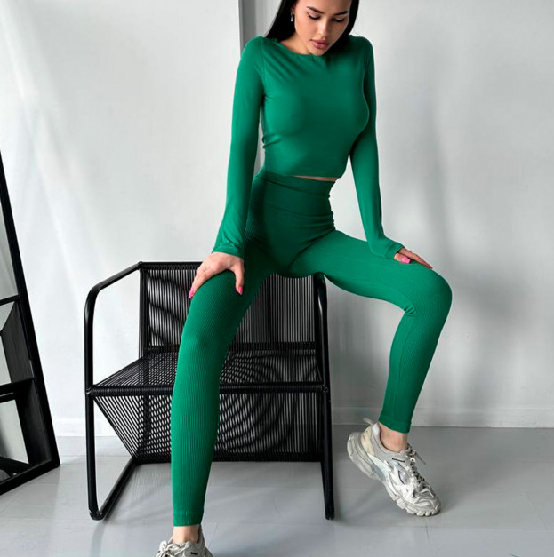 Легінси Зелені в Рубчик з Push-Up Ефектом