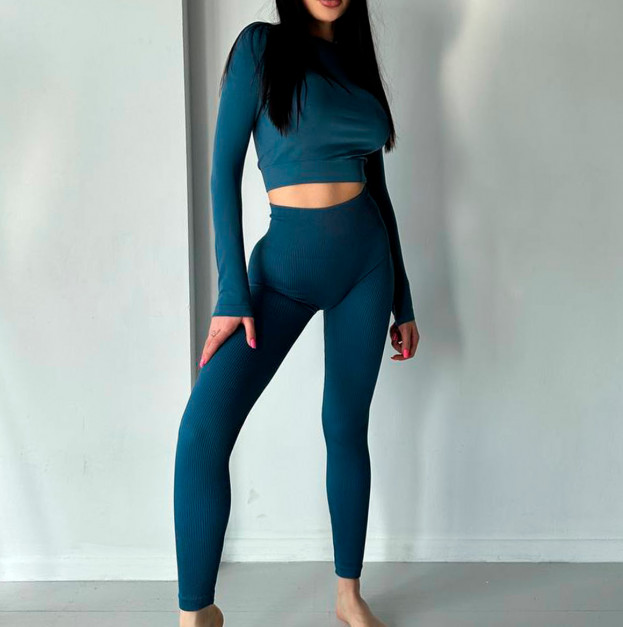 Легінси Сапфірові в Рубчик з Push-Up Ефектом