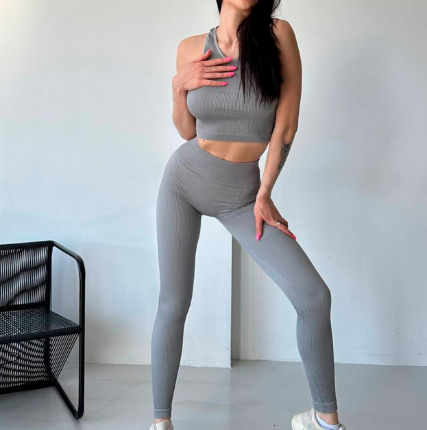 Легінси Сірі в Рубчик з Push-Up Ефектом