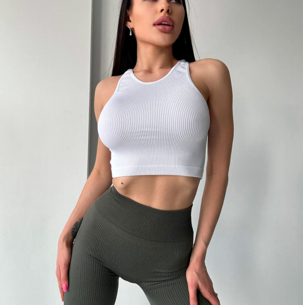 Топ Спортивний Білий в Рубчик