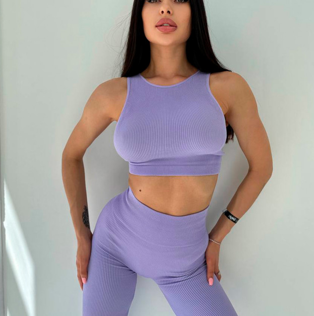 Топ Спортивний Лавандовий в Рубчик