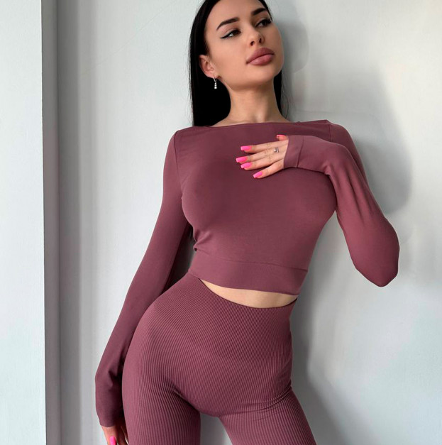 Кроп Топ з Довгим Рукавом Марун