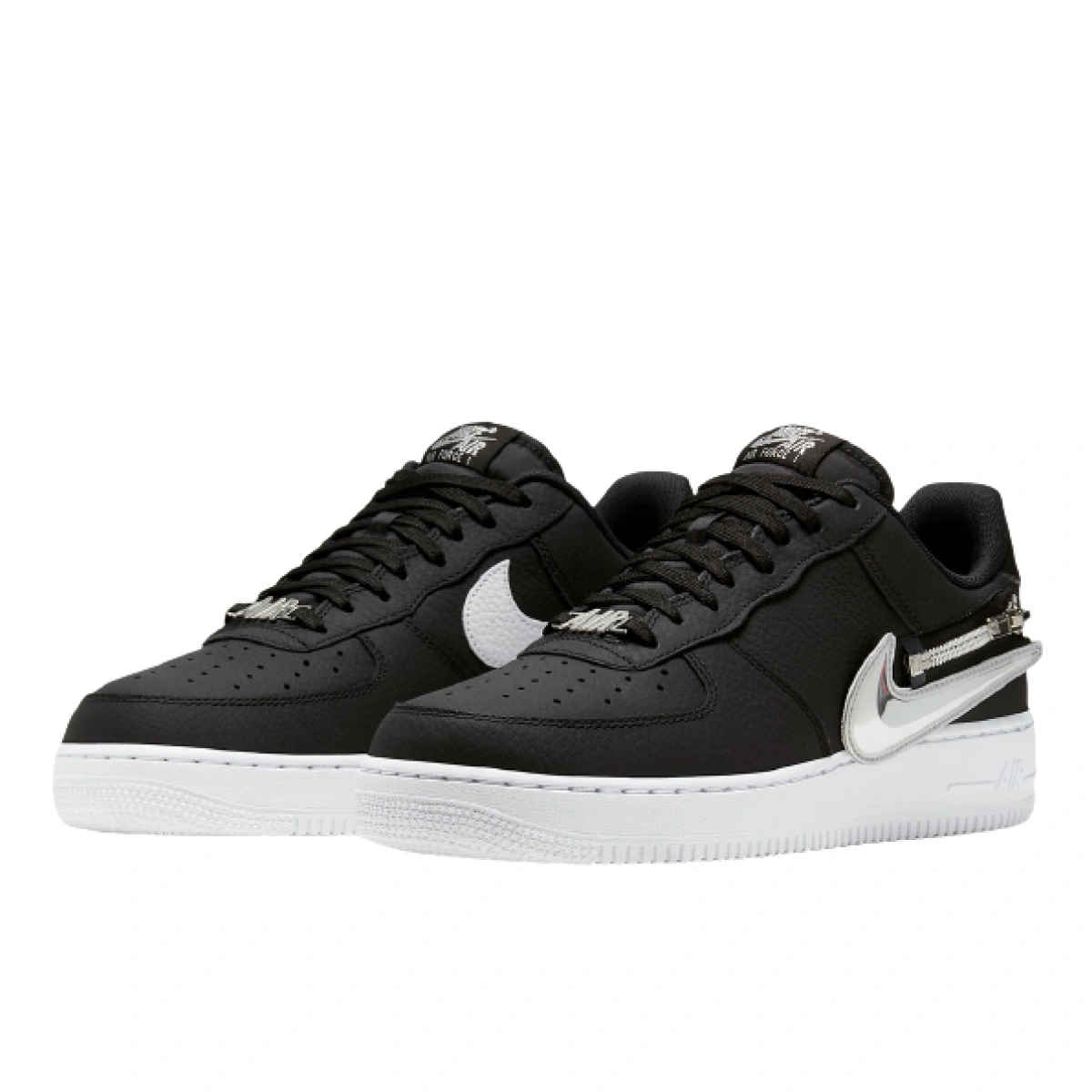 Nike air force 1 black swoosh deals