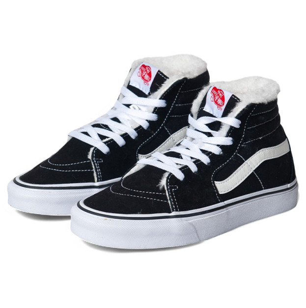 Vans Old Skool High Black White З ХУТРОМ
