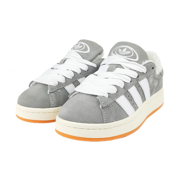 Adidas Campus Light Grey White Winter С МЕХОМ