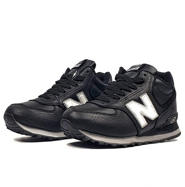 New Balance 574 Black White Winter С МЕХОМ