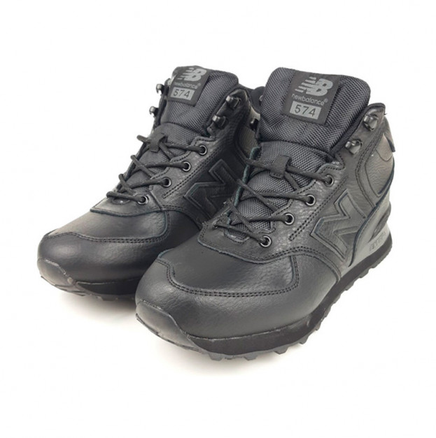 New Balance 574 Black Leather Winter С МЕХОМ