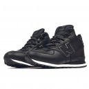New Balance 574 High Leather Black White Winter С МЕХОМ