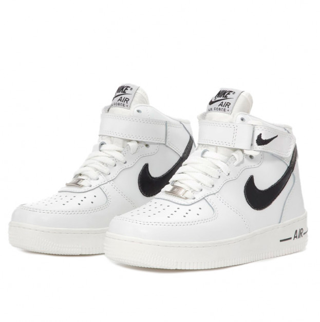 Nike Air Force 1 High White Black Winter С МЕХОМ