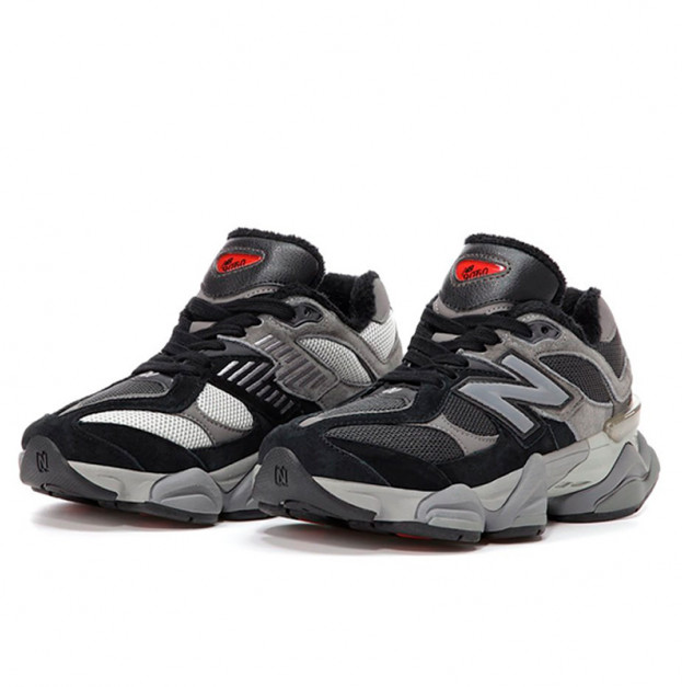 New Balance 9060 Black Grey Winter С МЕХОМ