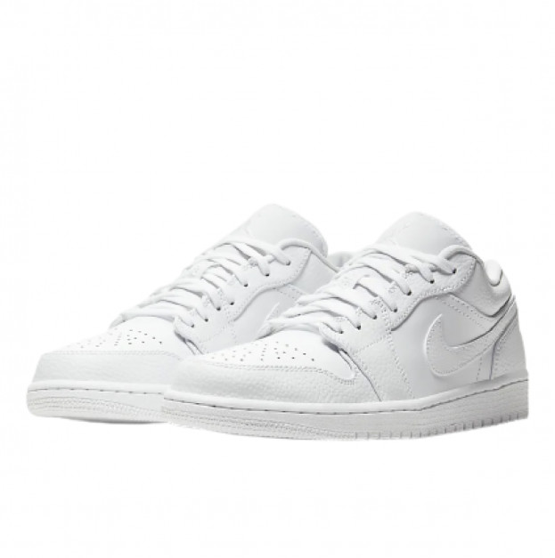 Jordan 1 Low Triple White Tumbled Leather 553558-130