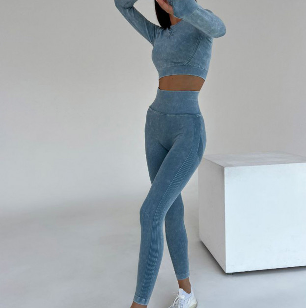 Комплект Легінси з Push-Up Ефектом + Рашгард Синій