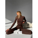 Безшовний Базовий Комплект Легінси + Водолазка Коричневий