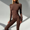 Безшовний Базовий Комплект Легінси + Водолазка Коричневий