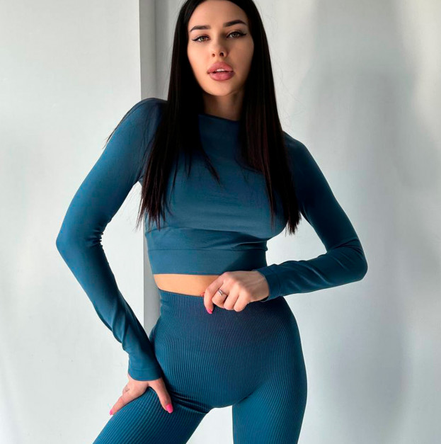 Легінси Сапфірові в Рубчик з Push-Up Ефектом