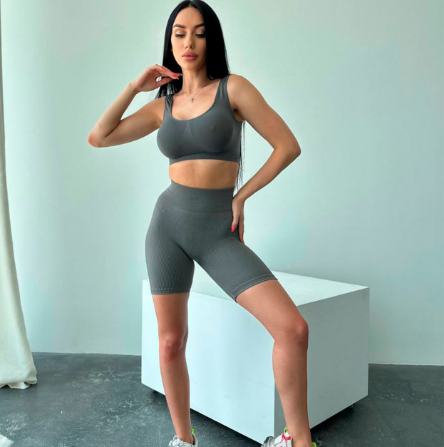 Велосипедки Темно Сірі в Рубчик