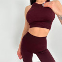 Топ Спортивний Темно Бордовий в Рубчик