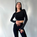 Кроп Топ з Довгим Рукавом Чорний