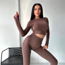 Кроп Топ з Довгим Рукавом Коричневий