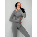 Кроп Топ з Довгим Рукавом Сірий