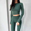 Кроп Топ з Довгим Рукавом Темно Зелений