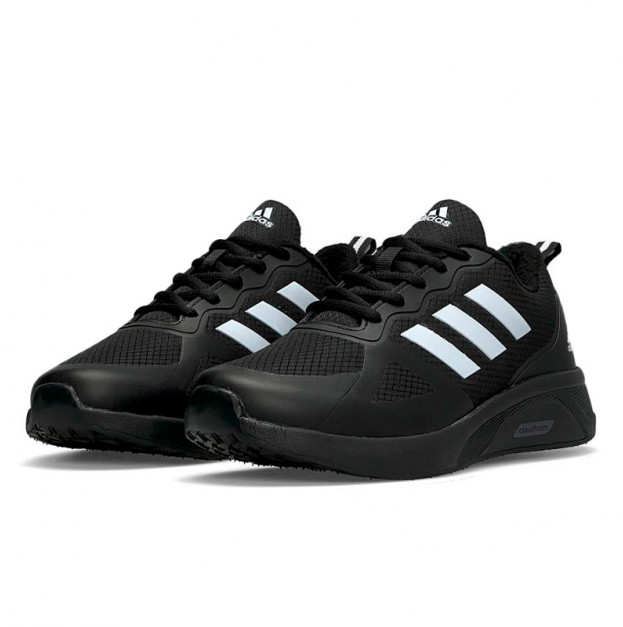 Adidas Cloudfoam Termo Black White с Флисом